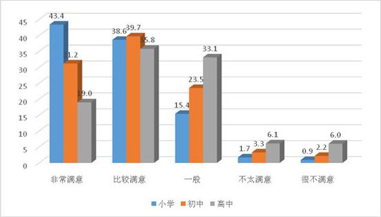 图13：不同阶段学生对自身形象满意度比较（%）